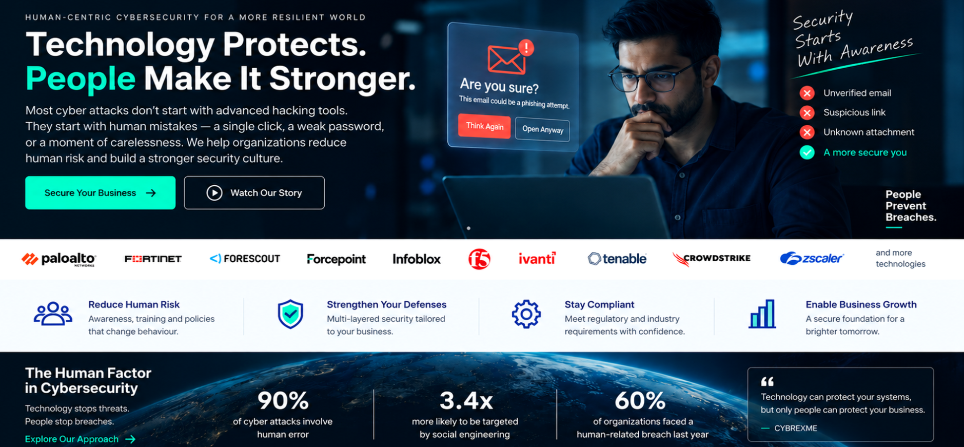 CYBREXME human-centered cybersecurity homepage design